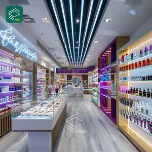 Factory Made Cosmetics Display Cabinet Perfume Wall Cabinets Wig Shop Display Furniture Beauty Shop 3D Design