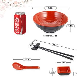 Venta caliente japonés redondo reutilizable rojo y negro melamina plástico fideos tazón restaurante Ramen juego de cuencos para servir al por mayor - Product Image 3
