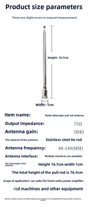 <span class=keywords><strong>Antena</strong></span> de <span class=keywords><strong>coche</strong></span> de acero inoxidable telescópica Universal para exteriores/interiores con conector de linterna estándar - Product Image 4