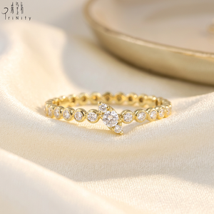 Bague de mariage empilable tendance faite à la main en or massif 18 carats avec diamants naturels taille brillant couleurs mélangées, logo personnalisable - Product Image 6