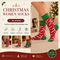 Chaussettes en laine mérinos mi-mollet, tricotées, douces, chaudes, élégantes, à motifs, pour l'hiver, confortables, respirantes, pour les fêtes de Noël