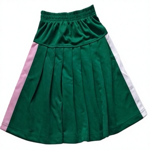 Girls Green Pink <b>White</b> School Uniform Set Short Sleeve <b>Polo</b> Shirt Pleated Skirt Polyester Primary School Children Uniform - Product Image 4