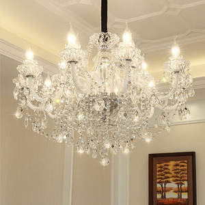 Lustre européen de luxe en cristal de taille moyenne LED bougie suspension hauteur réglable pour la décoration créative du hall de l'hôtel - Product Image 6