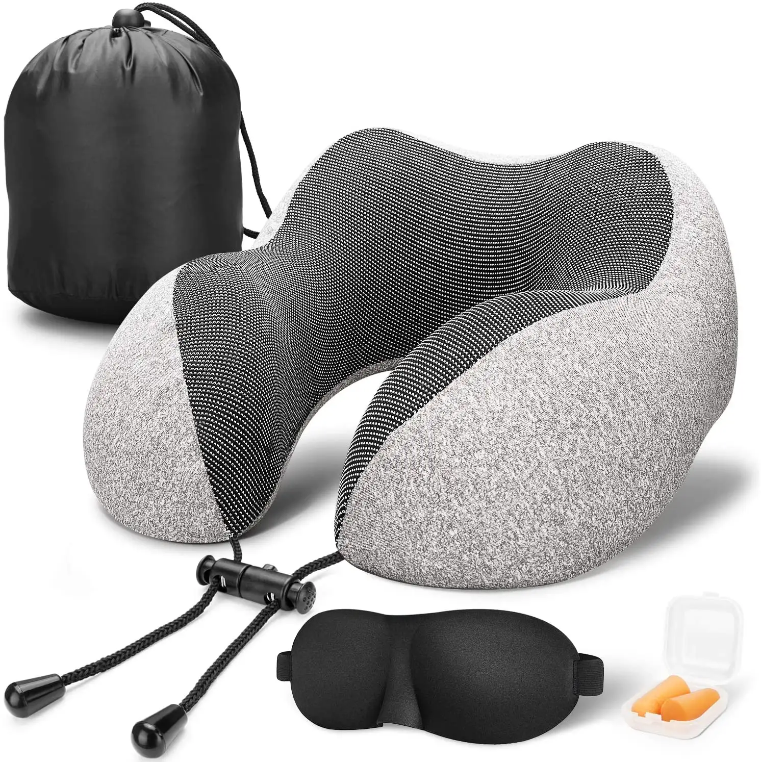 Summer New Ice Silk Memory Cotton U-shaped Pillow for Travel Neck Pillow for Office Nap Prone Pillow Can be Disassembled Washed