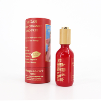Bouteille compte-gouttes d'huile essentielle en verre à pompe à bouton-poussoir 30ml bouteille d'emballage compte-gouttes cosmétique en verre rouge pour huile de sérum cosmétique