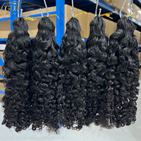 Extensions de cheveux humains au crochet à nœuds invisibles, bouclées birmanes, pré-bouclées, pour tresses, effet plume, type Miracle Knots