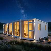 Maison préfabriquée extensible de 20 pieds, 38 m², 2 chambres, mur-rideau en verre, porte de sécurité pour bureau, villa, location