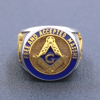 Anelli massonici da uomo in argento sterling 925 con massone massonico in oro placcato su misura
