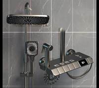 Douche pluie murale thermostatique salle de bain ensemble de douche en laiton mélangeur mitigeur robinet de pluie pommeau de douche mural robinet pluie
