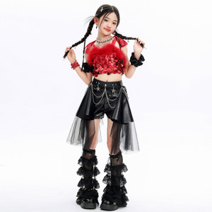 Costume de scène pour filles, jazz, hip hop, <span class=keywords><strong>danse</strong></span> de rue, imprimé numérique en polyester - Product Image 5