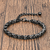 Bracelet en cuir noir pour homme, double couche, en acier inoxydable, en cuir véritable tressé, fait main, multi-brins, 668