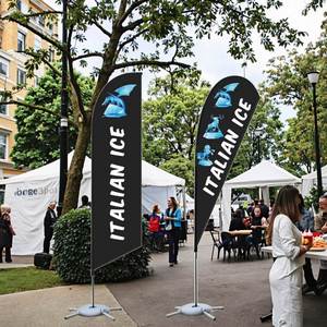 China Cheap Promotion Custom Sport Beach <b>Flag</b> Customized Italian Ice Teardrop Feather Shape Polyester Durable Fiberglass Banner - Product Image 1