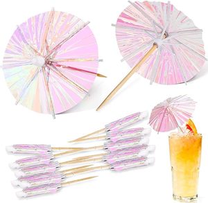 Colorful Paper Drink Parasols/Umbrellas For Cocktails - Set Of 12