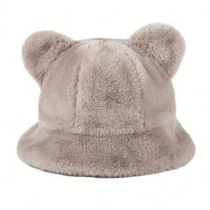 Wholesale Fashion Adult Fluffy Faux Fur Travel Casual All Seasons Bucket <b>Hats</b> with Removable Ears <b>for</b> Women - Product Image 1