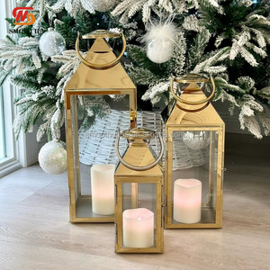 Portavelas de Acero Inoxidable de Lujo <span class=keywords><strong>para</strong></span> Interiores y Exteriores, Decoración de Mesa <span class=keywords><strong>para</strong></span> Bodas, Farol de Vela, <span class=keywords><strong>Faroles</strong></span> <span class=keywords><strong>Cuadrados</strong></span> de Vidrio - Product Image 3