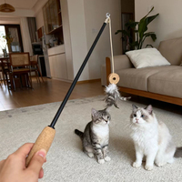 LEECORK Moderner Umweltfreundlicher Katzen-Spielstab für Innenräume mit Kork & Feder Interaktiver Spielstab - Platzsparendes Design