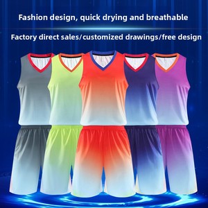 Nouveau maillot de basket-ball pour homme en polyester et mélange de bambou, séchage rapide, respirant, sans manches, col en V, taille élastique, impression numérique - Product Image 2