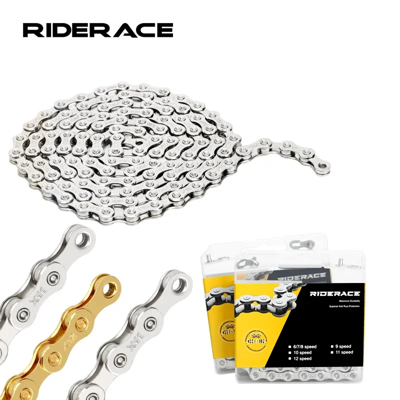 Riderace, велосипедная цепь с волшебной пряжкой, 116 звенья 678/9/10/11/12 скоростей, Высококачественная прочная Сверхлегкая велосипедная цепь, аксессуары