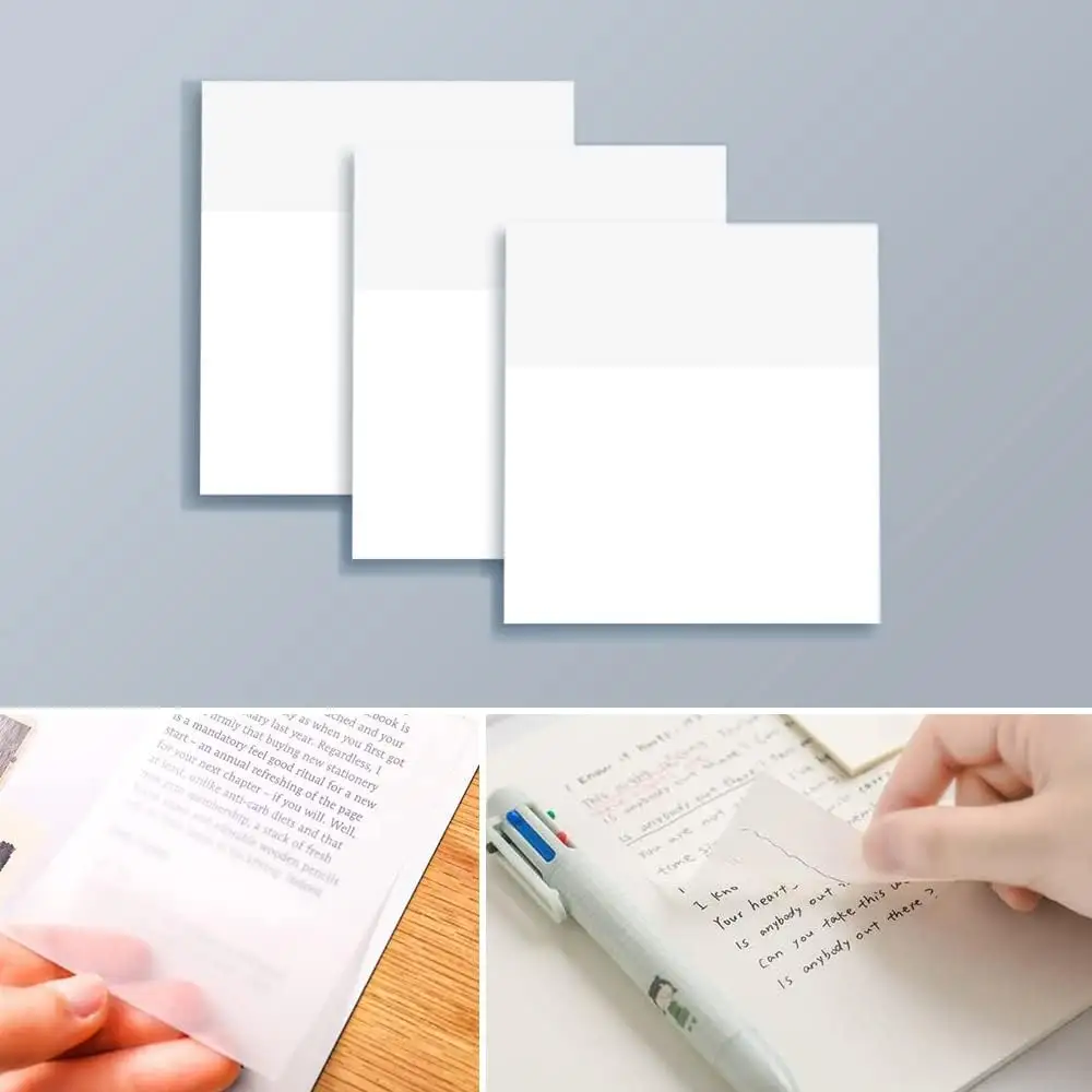 กระดาษโน้ตแปะแบบใสแผ่นกาวติดหน้าธงกระดาษโน้ตที่ชัดเจนสำหรับหนังสือเรียนสำนักงาน