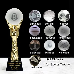 Premi personalizzati della palla del campione del trofeo del biliardo di Golf di pallacanestro di cristallo di classe annuale