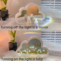 Lampe nuage de Noël en forme de tulipe, lampe à fleurs DIY faite à la main, lampe à 10 fleurs, lampe de nuit romantique à LED avec miroir, cadeaux originaux pour la Saint-Valentin