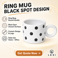 Mug en céramique avec anse ronde, surface irrégulière, tache noire, design personnalisé, logo sur mesure, usage quotidien maison/bureau, cadeau, vente en gros