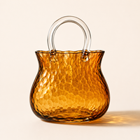 Vases en cristal en gros, motif sac à main, pour fleurs, en écaille de tortue et ambre, centre de table élégant, imprimé léopard, pour mariage