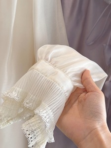 <span class=keywords><strong>Camicetta</strong></span> da donna in stile francese con pizzo sul collo, maniche a bolle in garza a stella, nuova collezione primavera, top a maniche lunghe squisito per la stratificazione interna - Product Image 6