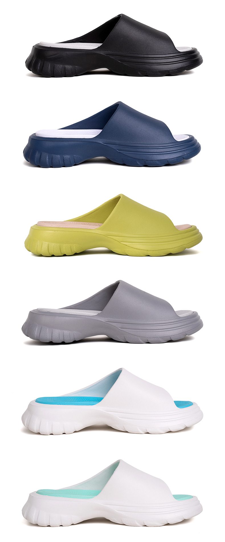 2023 New Double Color Platform Slippers Female Home Bathroom Shoes Couple Slides Sandals