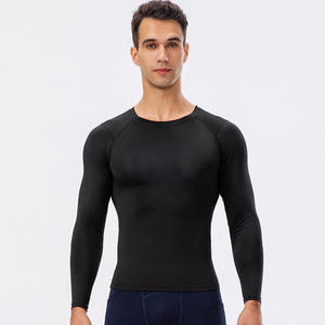 T-shirt d'entraînement ample pour homme avec logo personnalisé, manches longues, séchage rapide, athlétique, pour la salle de sport, la course à pied, la couche de base pour l'entraînement, tissé - Product Image 1
