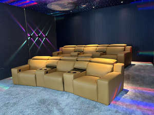 بيع مباشر كرسي أريكة مسرح منزلي جلد أسود مقعد كهربائي أحدث تصميم كرسي مسرح سينمائي مع مسند رأس كهربائي - Product Image 3