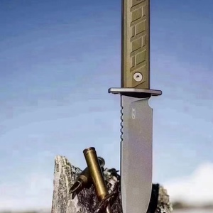 Couteau à lame fixe professionnel SS090 en acier inoxydable pour l'extérieur avec manche en G10 vert, qualité supérieure personnalisable OEM pour le bricolage - Product Image 1