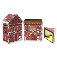 Boîte en métal en forme de maison personnalisée, matériaux recyclés, impression offset 4 couleurs personnalisée pour l'emballage de cadeaux de Noël, biscuits