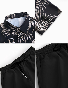 Completo da Uomo Primaverile Floreale Hawaiano Intrecciato, Camicia a Maniche Corte Stampata e Pantaloni, Completo Due Pezzi Smart <span class=keywords><strong>Casual</strong></span>, <span class=keywords><strong>Abbigliamento</strong></span> alla Moda - Product Image 2