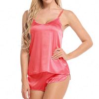 Ensemble pyjama en satin soyeux sexy pour femmes K1190, grandes tailles, haut sans manches et short, vêtements de maison pour femmes, vêtements de nuit sexy