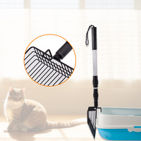 Pelle à litière pour chat avec manche télescopique, conception anti-fuite, pelle à fumier de poulet en métal, outil de nettoyage de poulailler et de ramassage de déchets de plage