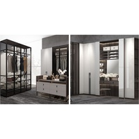 Meubles de chambre à coucher modernes personnalisés en usine grande armoire de rangement brillante armoire dressing armoire combinaisons de couleurs stratifiées