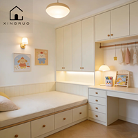 XINGRUO E Armoire de rangement autoportante blanche crème pour chambre d'enfant, avec armoires suspendues, design européen moderne Shaker