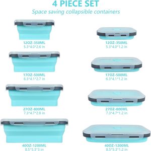 Food <b>Storage</b> Containers With Lids 4PCS Silicone <b>Collapsible</b> Lunch Box Airtight Vacuum Seal Freezer Microwavable Food Containers - Product Image 2