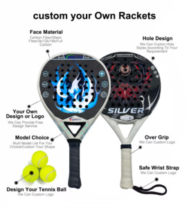 Портативные легкие ракетки для падела с индивидуальным логотипом, быстрая доставка, 12K 24K, белые мячи, палеты для падела из карбона и стекловолокна, детские - Product Image 2