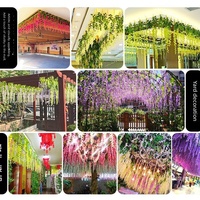 Fleurs artificielles en soie de glycine, taille personnalisable, pour décorations de plafond de centres commerciaux, fêtes et mariages, décoration florale en forme de fleur de haricot