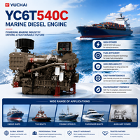 Moteur diesel Yuchai série YC6T YC6T540C, 4 cylindres en ligne, turbocompressé, refroidi par intercooler, pompe à carburant mécanique, 1800 tr/min, puissance marine