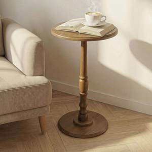Table d'appoint ronde compacte en bois multifonctionnelle, facile à assembler, petite table d'appoint pour salon, chambre, coins de canapé - Product Image 2