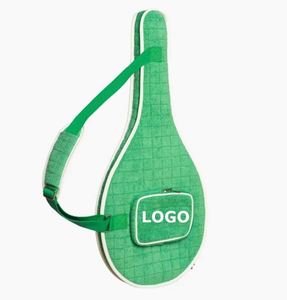 Funda de Raqueta de Tenis Personalizada de Tela Verde, Color Sólido, Duradera, Fácil de Transportar, Bolsa Protectora para Raqueta de Tenis - Product Image 1