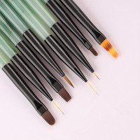 1/8PCS Stylos ronds en nylon vert pour nail art, pour dessin sur ongles, photothérapie et motifs floraux