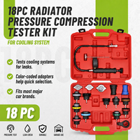 Kit de testeur de pression de radiateur 18 pièces, détecteur de fuite du système de refroidissement, pompe 0-2,5 bars avec 13 adaptateurs et thermomètre 200°C