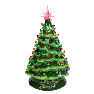Arbre de Noël en céramique vert-Arbre décoratif en gros avec ampoule en plastique - Product Image 2