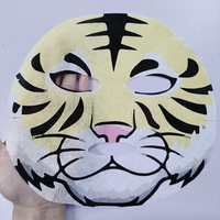 Masque facial en tissu en gros, motif animal de dessin animé Tigre, design amusant et mignon, hydratant, en tissu végétal, contrôle du sébum, logo personnalisé
