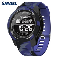 Jam Tangan Digital LCD Pria SMAEL 8105MC Motif Kamuflase, Stopwatch, Alarm, Tahan Air 50 Bar, Tali Silikon Sporty Kasual