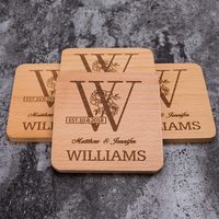 Entrepôt américain, supports de gravure au laser, supports ronds et carrés rustiques en bois de hêtre, sous-verres en bois pour cadeaux de Noël, souvenirs